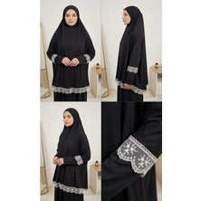Handmade Dantel Detaylı Namaz Kıyafeti Namazlık Takım (Tesettür Elbise)