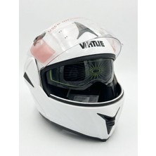 Vrt - Çene Açılır Vizörlü Kask [MD-808] [beyaz] [l]