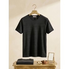 ​atk Giyim Erkek Özel Dokulu Ciddi Kumaş Tişört - Kendinden Desenli Premium T-Shirt Lacivert Beyaz Siyah  Mint Yeşili  Mavi