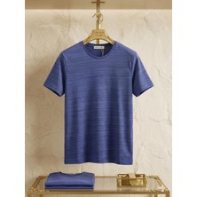 ​atk Giyim Erkek Özel Dokulu Ciddi Kumaş Tişört - Kendinden Desenli Premium T-Shirt Lacivert Beyaz Siyah  Mint Yeşili  Mavi
