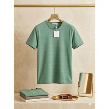 ​atk Giyim Erkek Özel Dokulu Ciddi Kumaş Tişört - Kendinden Desenli Premium T-Shirt Lacivert Beyaz Siyah  Mint Yeşili  Mavi