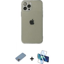 Pileli Store Pilelistore™ iPhone 12 Pro Max Kılıf Ahenk Doku - Siyah 3D Antistatik Cam Ekran Koruyucu + Shine Kamera Lens Koruma Cam - Gı