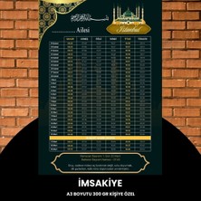 Ramazan Imsakiyesi - 300 gr - A3 Boyut Kişiye Özel Isimli & Logolu 1 Adet Koyu Yeşil