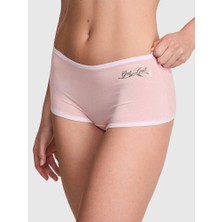 Pink Logolu Pamuklu Boyshort Külot - Melek Pembesi