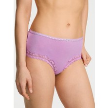 Lace Tri̇m Dantel Detaylı Pamuklu Fiyonklu Cheeky Külot - Açık Leylak