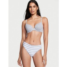 Victoria's Secret Fitilli Derin Bacak Kesimli Brief Külot - Gri Çizgili