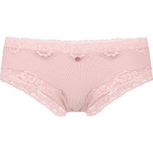 Lace Trim Pamuklu Dantelli Cheeky Külot - Melek Pembesi