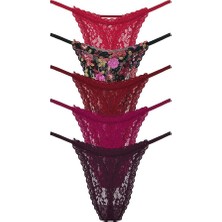 Victoria's Secret 5'li Dantelli Tanga Külot - Çok Renkli
