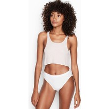 Victoria's Secret Victoria's Secret Esnek Pamuklu Yüksek Bacak Boxer Külot - Vs Beyaz
