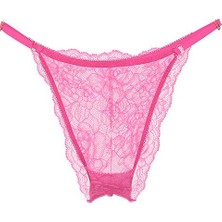 Very Sexy Gül Dantelli Ayarlanabilir Brazilian Külot - Ultra Pembe