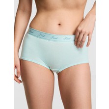 Pink Logolu Pamuklu Boyshort Külot - Toz Mavi