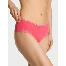 Lace Tri̇m Dantel Detaylı Pamuklu Fiyonklu Cheeky Külot - Mercan