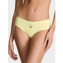 Victoria's Secret Esnek Pamuklu Hiphugger Külot - Logo Baskılı Limon Sarısı