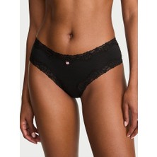 Lace Trim Dantelli Cheeky Külot - Siyah