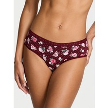 Victoria's Secret Esnek Pamuklu Hiphugger Külot - Bordo Çiçekli