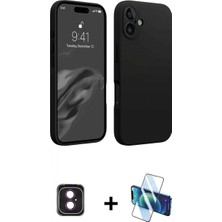 Pileli Store Pilelistore™ iPhone 16 Kılıf Kozmos Yansıma Özel Seri - Siyah 3D Antistatik Seramik Nano Ekran Koruyucu + Pvd Metal Kamera Lens - Pe
