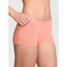 Pink Pamuklu Boyshort Külot - Yıldız Baskılı Şeftali