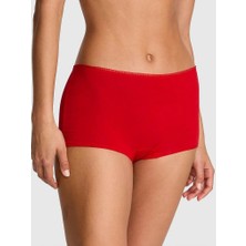 Pink Pamuklu Boyshort Külot - Kırmızı