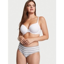 Victoria's Secret Fitilli Pamuklu Hiphugger Külot - Gri Çizgili