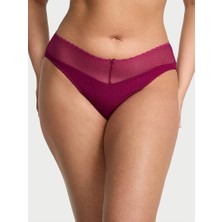 Victoria's Secret Dantelli Pointelle Derin Bacak Kesim Külot - Bordo
