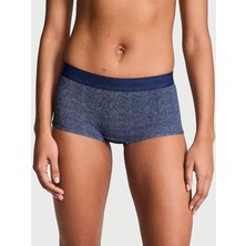 Pink Logolu Pamuklu Boyshort Külot - Koyu Mavi