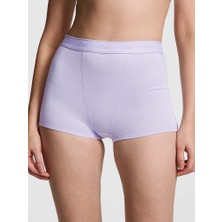 Pink Yüksek Bel Işıltılı Boyshort Külot - Uçuk Mor