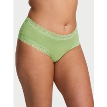 Lace Trim Pamuklu Dantel Detaylı Cheeky Külot - Fıstık Yeşili