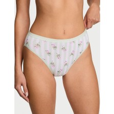 Victoria's Secret Esnek Pamuklu Derin Bacak Kesimli Brief Külot - Çiçekli Çizgili