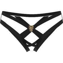 Very Sexy Işıltılı Askılı Crotchless Cheeky Külot - (Tek Renk)