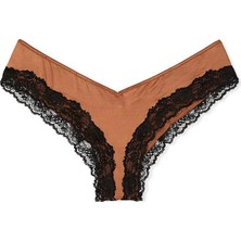 Very Sexy Dantel Kenarlı Derin Bacak Kesim Cheeky Külot - (Tek Renk)