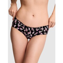 Pink Pamuklu Arkadan Bağlamalı Cheeky Külot - Siyah Çiçekli