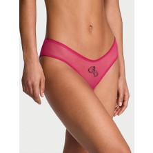 Very Sexy Arkası Tül Derin Bacak Kesim Külot - Kiraz Çiçeği