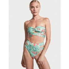 Victoria's Secret Cutout Detaylı Yüksek Bel Cheeky Bikini Altı - Kelebekli Çiçek Desenli
