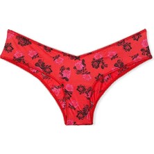 Very Sexy Pürüzsüz Derin Bacak Kesim Cheeky Külot - Kırmızı Güller