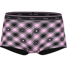 Pink Logolu Pamuklu Boyshort Külot - Buzlu Kahve