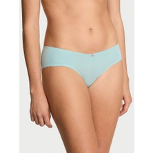 Victoria's Secret Esnek Pamuklu Kalp Dantelli Hiphugger Külot - Mavi