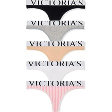 Victoria's Secret 5'li Paket Exploded Logo Tanga - (Tek Renk)