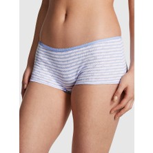 Pink Pamuklu Boyshort Külot - Açık Mavi Çizgili