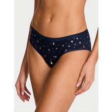 Victoria's Secret Esnek Pamuklu Hiphugger Külot - Lacivert Metalik Baskılı