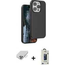 Pileli Store Pilelistore™ iPhone 14 Pro Max Kılıf Kıvılcım Çizgi Serisi - Siyah Bilvis Hayalet Cam Ekran Koruyucu + Band Metal Kamera Lens - Gs