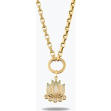 Goldium Jewellery Altın Mavi Lotus Charm Kolye