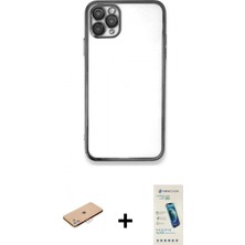 Pileli Store Pilelistore™ iPhone 11 Pro Max Kılıf Vadi Minimal - Şeffaf Pasifik Cam Ekran Koruyucu + Renkli Kamera Lens Koruma Cam - Pe