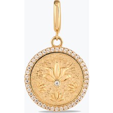 Goldium Jewellery Taş Detay Lotus Charm