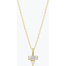 Goldium Jewellery Minimal ve Baget Taşlı Kolye