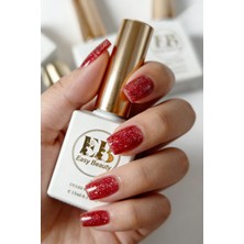 Easy Beauty Kırmızı Simli Kalıcı Oje - Nail Art Oje - Tpo Içermez - Glıtter Gel Polısh G6
