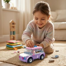 Ogi Mogi Toys Eğitici Bloklar Kız Arabası 136 Parça Yapı Seti