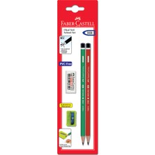Faber-Castell Okul Seti 2 Mercanlı Kurşun Kalem Silgi Kalemtraş PVC-Free Renkli