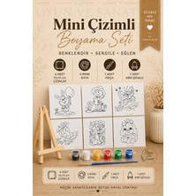 O&S Ahşap Mini Şövale ve Akrilik Boya Seti – Çocuklar İçin 6 Tuval ve 6x10 ml Canlı Renk Boya Başlangıç Paketi
