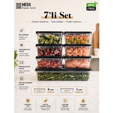 Hess Üreticiden -7 Adet- Saklama Kabı (2400MLX1) + (1170MLX6) Damla Serisi Mikrodalga ve Bulaşık Makinası Uyumlu