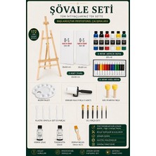 O&S Lüks Resim Başlangıç Seti 3-Şövale (Şövalye), Tuval (Tual Seti), Ressam Akrilik Yağlı Boya Seti